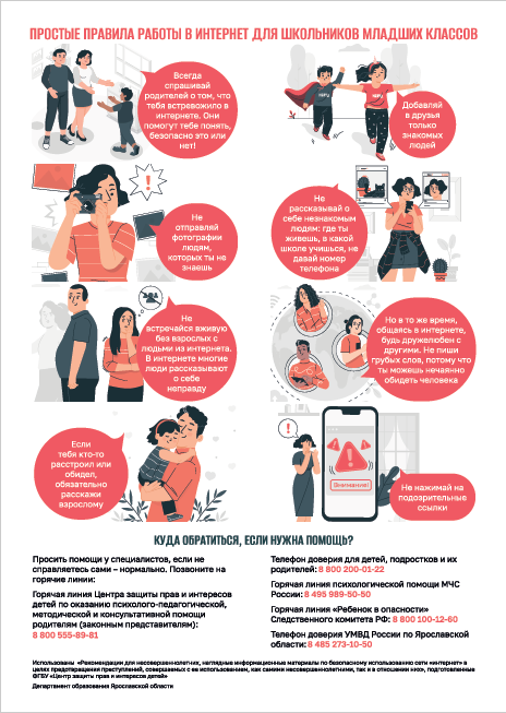 Плакат Простые правила работы в Интернет для школьников младших классов